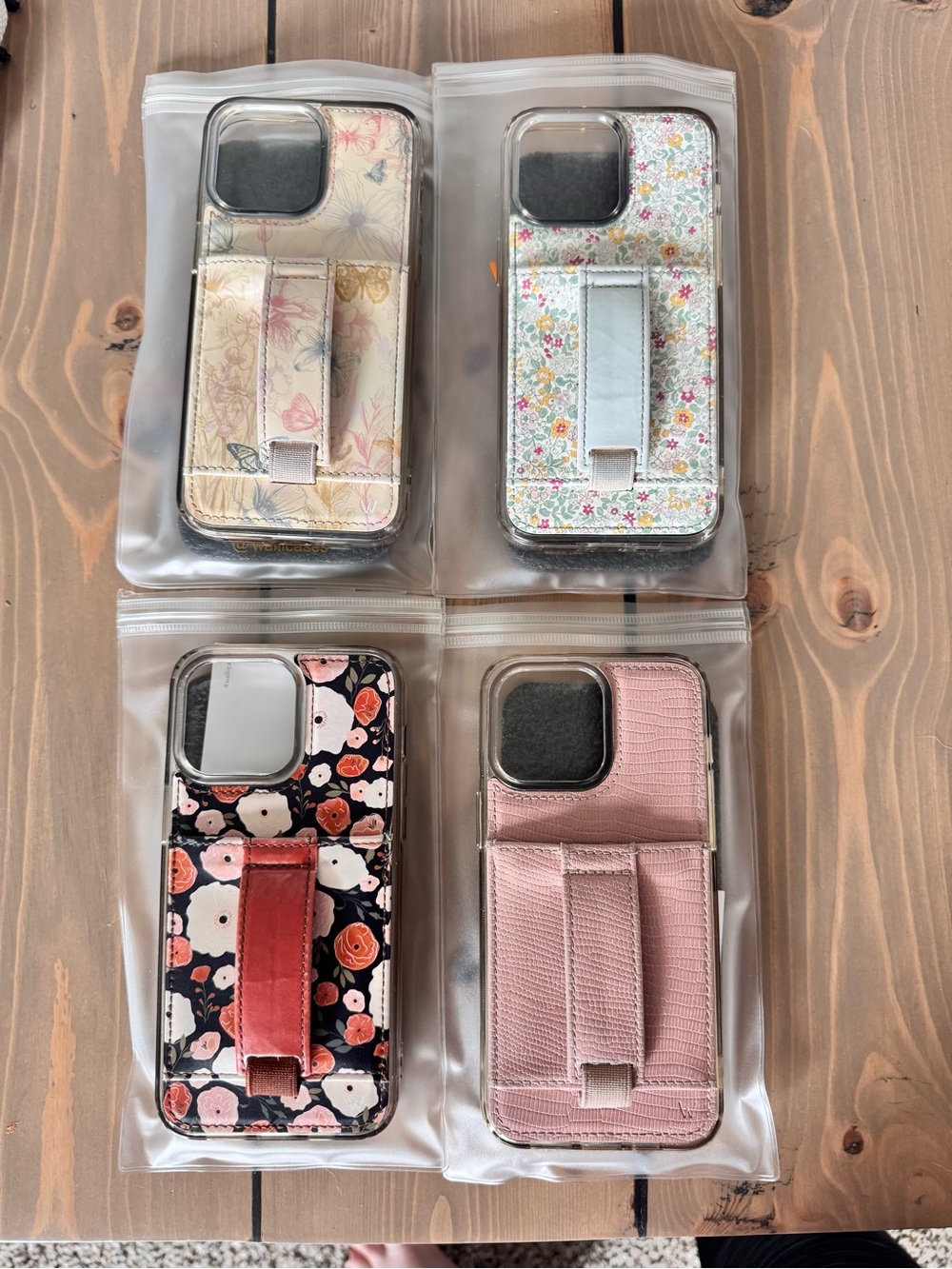 Lot Of 4 Walli iPhone 15 Pro Max Cases Wallet Loop Cards Pink, Floral Butterfly